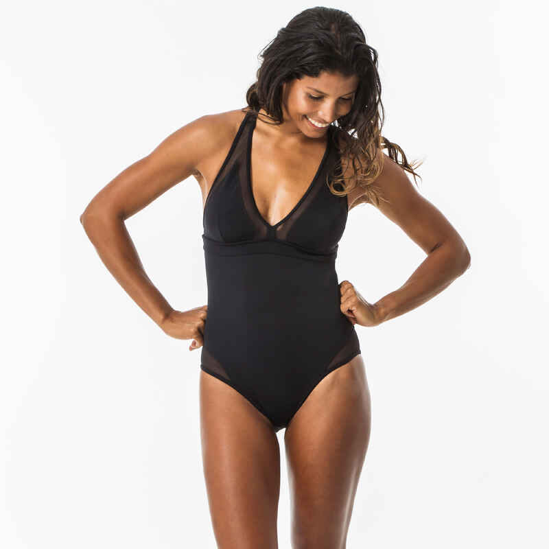 1-PIECE SURF SWIMSUIT WOMEN BACK X ISA BLACK