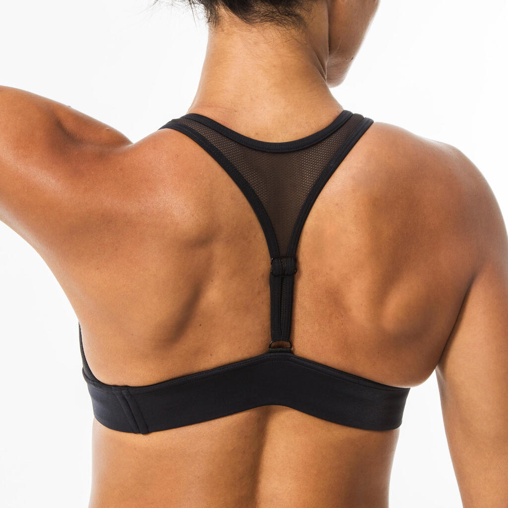 Sieviešu peldkostīma augšdaļa ar regulējamu muguras daļu “Isa”, melna
