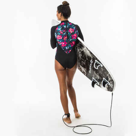Badeanzug Surfen Damen langarm Rückenreißverschluss Dani Foamy schwarz/pink