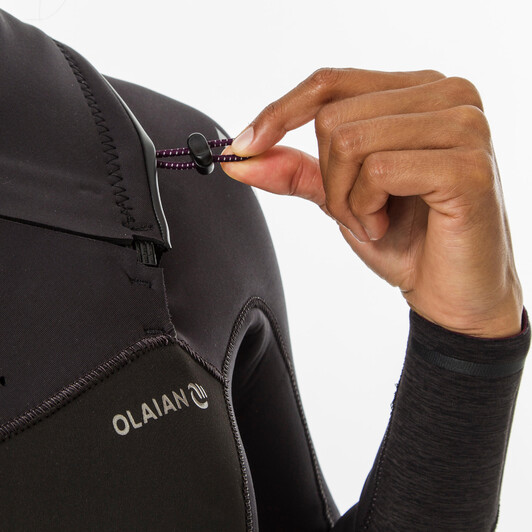 Гидрокостюм для серфинга неопреновый 4/3 мм с застежкой на груди женский черный 900 Olaian