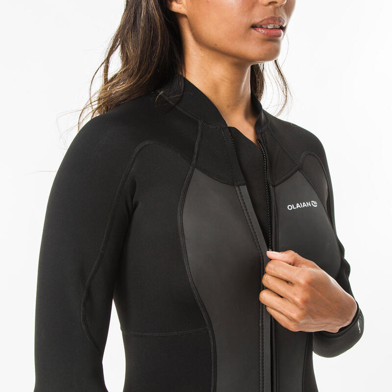 VESTE NEOPRENE FEMME NOIRE NIVEAU EXPERT avec mousse de 1,5MM et ZIP frontal