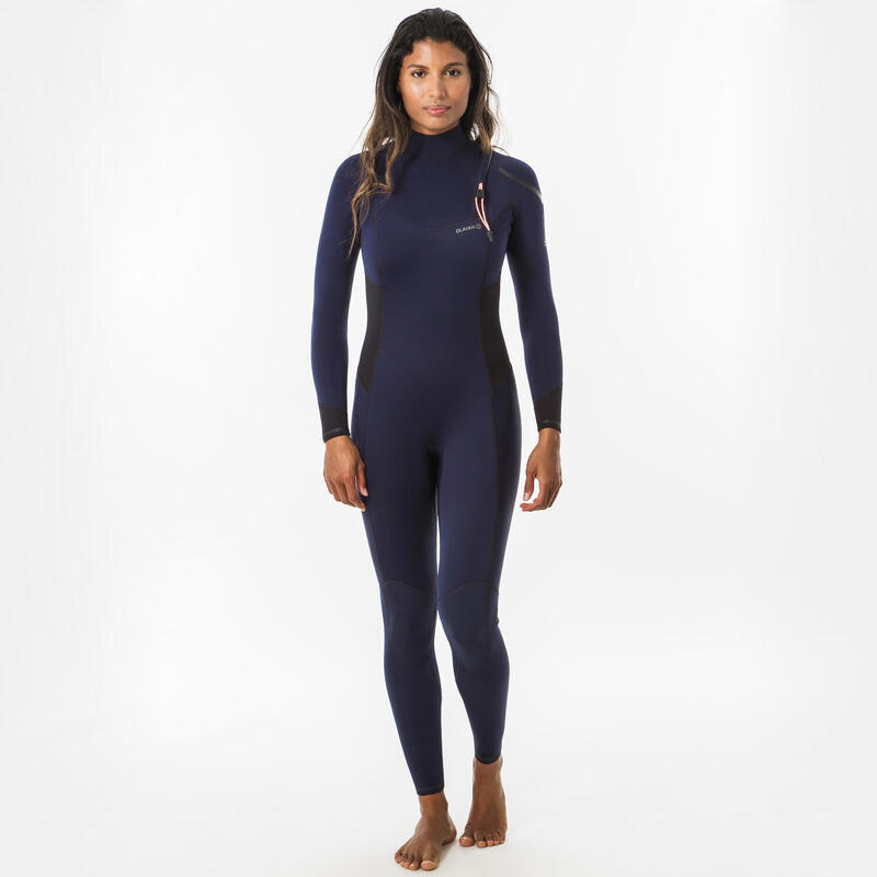 Neopreno surf Mujer agua templada 3/2mm Front Zip 900 azul marino