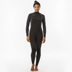 Neopreno surf Mujer agua fría 4/3 mm Front Zip 900 negro