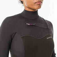 Neoprenanzug Surfen 900 4/3 mm Brustreißverschluss Damen schwarz/grau