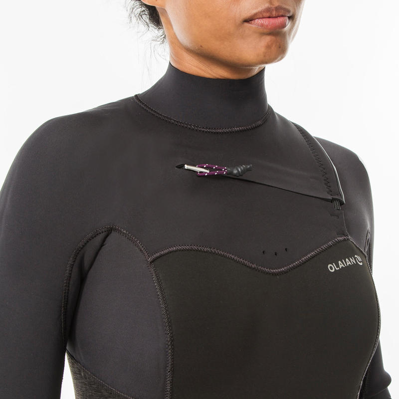 WOMEN'S NEOPRENE SURFING WETSUIT OLAIAN 4/3 MM FRONT ZIP Decathlon