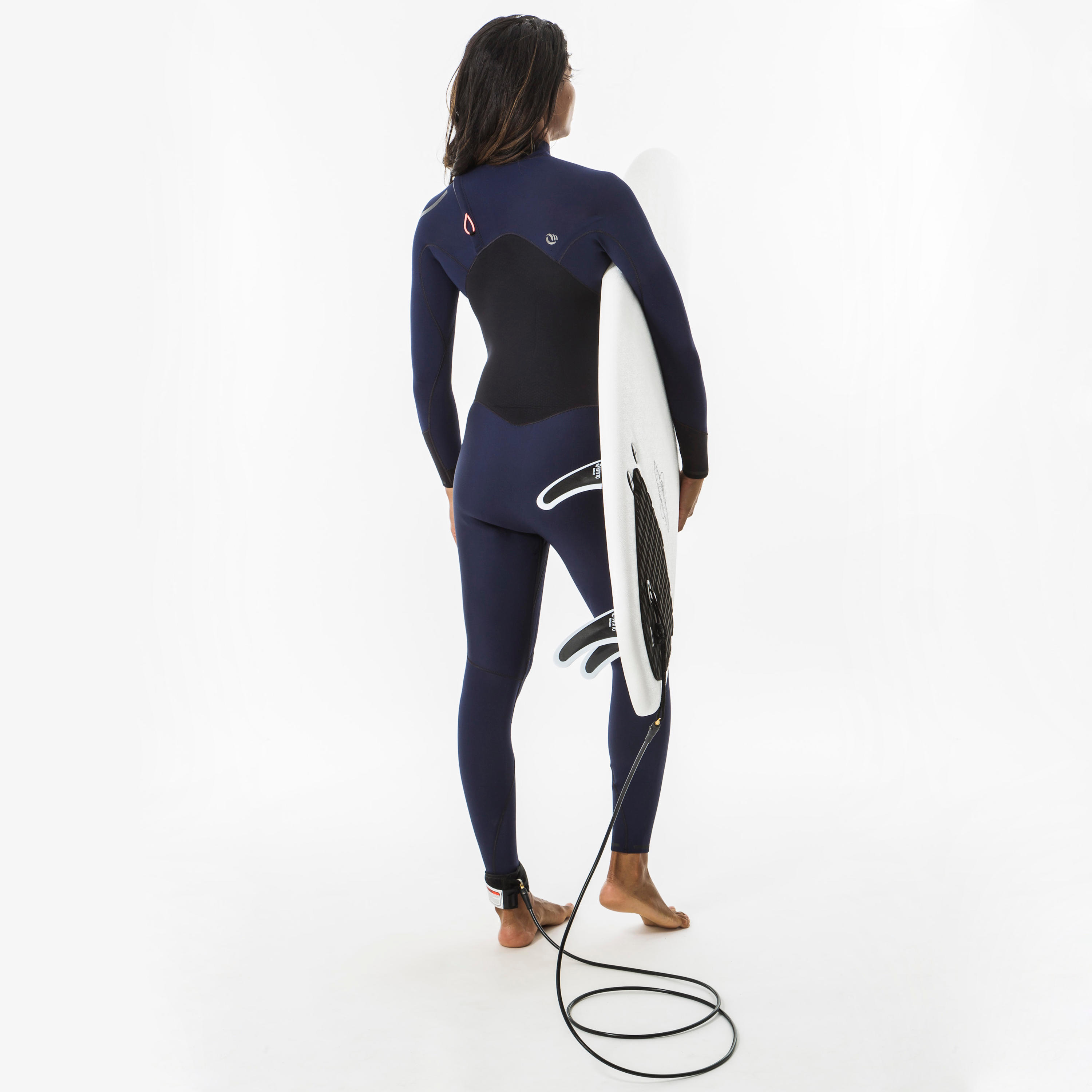 Neopreno surf Mujer agua templada 3/2mm Front Zip 900 azul marino 6/16