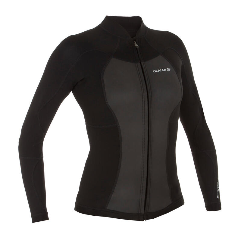 Maglia neoprene anti-UV donna 2 mm nera