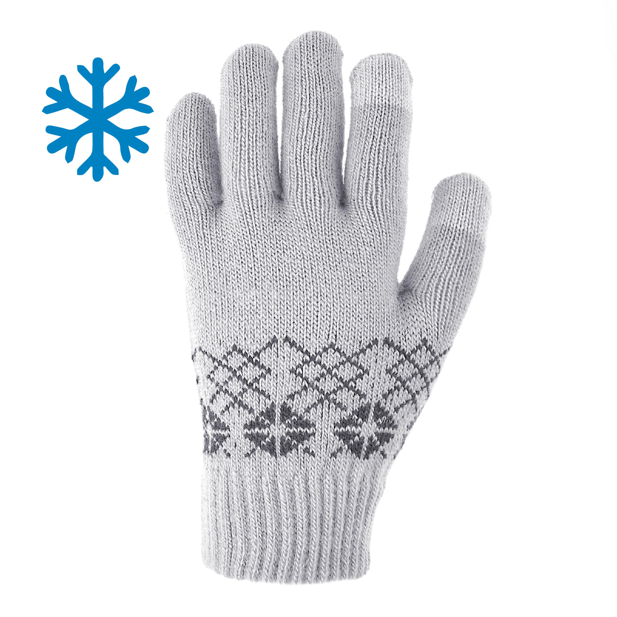 grey knit gloves