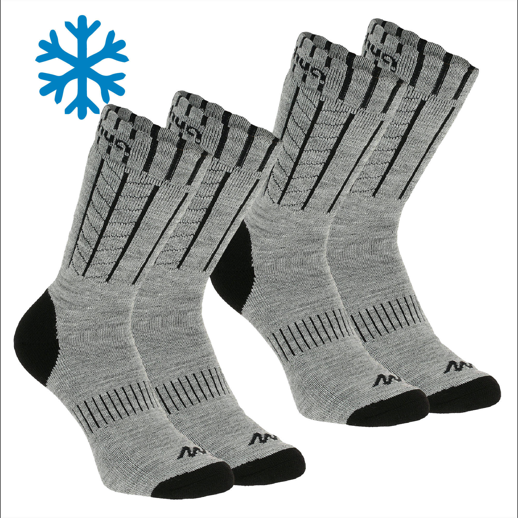 Warm Hiking Socks - SH100 X-WARM MID - 2 Pairs -  1