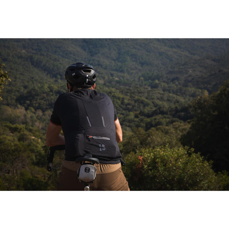 CAMISOLA DE MANGA CURTA BICICLETA EM LÃ DE MERINO HOMEM GRVL900 PRETO