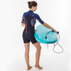 Гидрокостюм для серфинга молния сзади короткий рукав женский черно-синий 500 WAKU Olaian