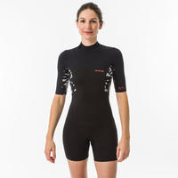 Women's Surfing Shorty short-sleeved with back zip 500 AKARU