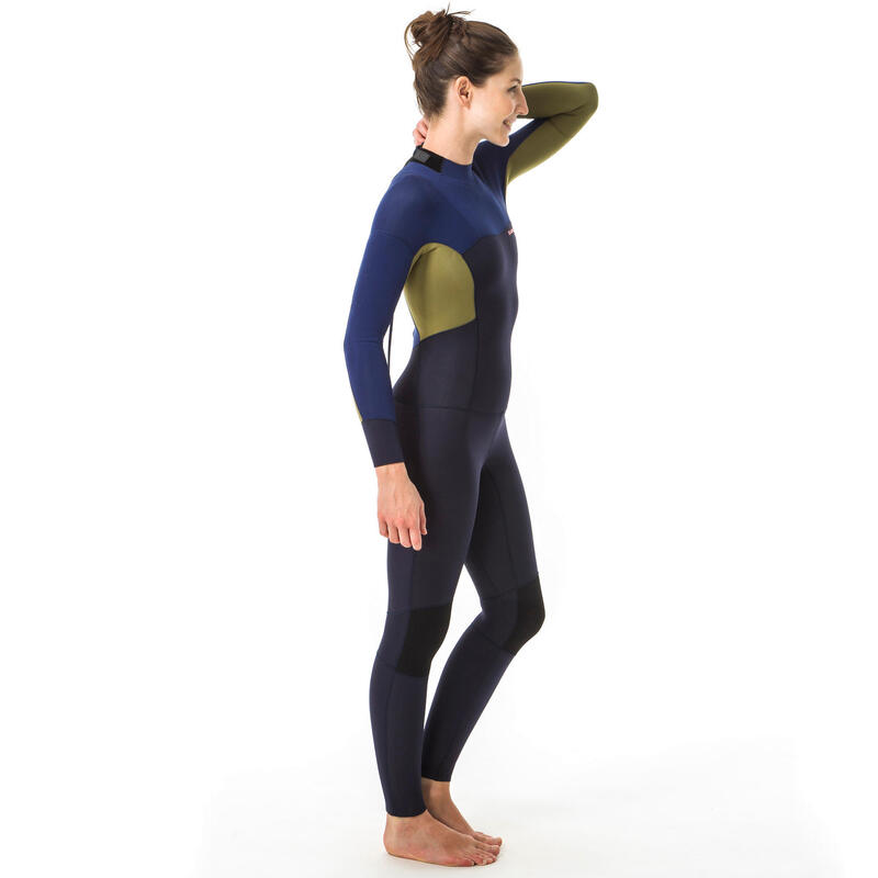 Combinaison SURF femme néoprène 3/2mm 500 back zip bleu marine