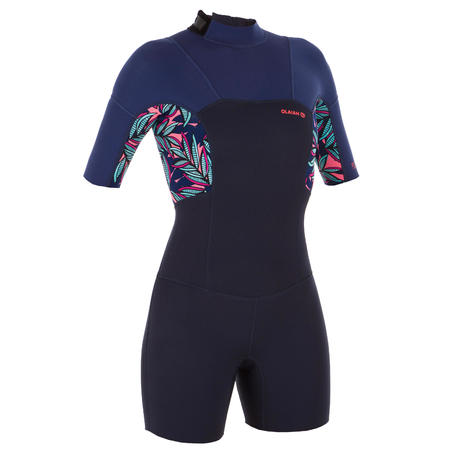 Women's Surfing Shorty short-sleeved with back zip 500 WAKU