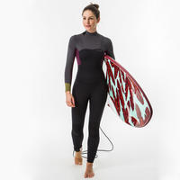 Women’s full surf wetsuit 4/3 neoprene - 500 back zip