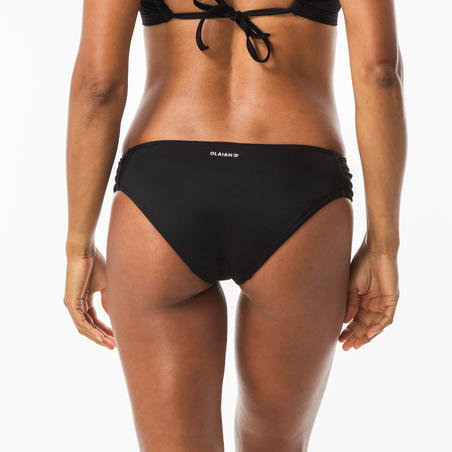 Panty Bikini Surf Olaian Niki Mujer Negro Plisada Lateral