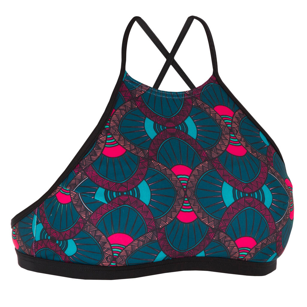 Women's Surfing Crop Top Swimsuit Top with open back ANDREA SUPAI ZENITH