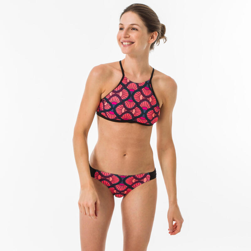 Top Bikini Cuello Halter Surf Mujer Olaian Andrea Estampado Rosa