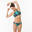 Top bikini Mujer surf deportivo cuello halter verde estampado