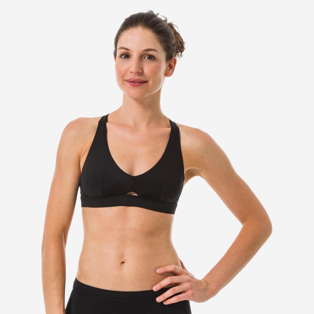 Women's double back adjustable swimsuit crop top AGATHA BLACK