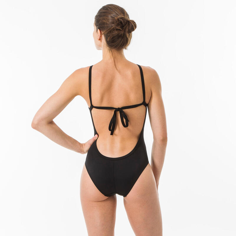 WOMEN'S 1-PIECE surf SWIMSUIT BACK X ANDREA BLACK with removable cups