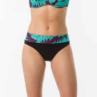 Bikini-Hose Damen hoher figurformender Taillenbund Nora Maldives schwarz/grün