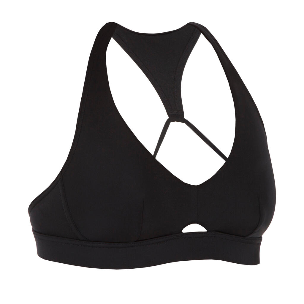 Women's double back adjustable swimsuit crop top AGATHA BLACK