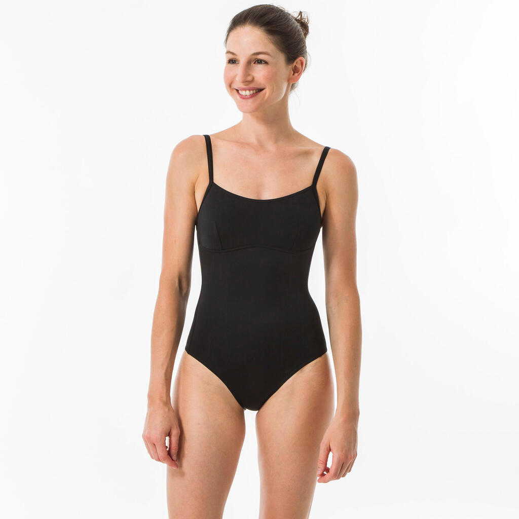 1-piece women's swimsuit CLOE BLACK adjustable X or U shaped back