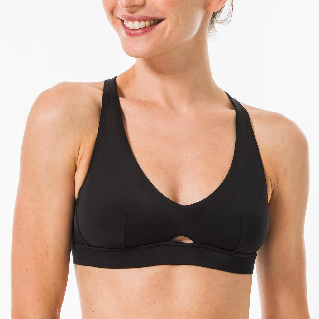 Women's double back adjustable swimsuit crop top AGATHA BLACK