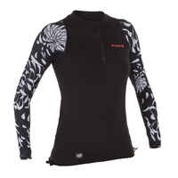 UV-Shirt langarm Damen UV-Schutz 50+ 1/2 Reißverschluss 500 Akaru schwarz/weiß