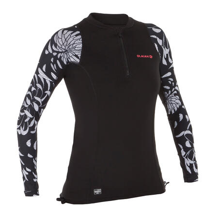 Жіноча футболка 500 AKARU для серфінгу, з УФ-захистом, з довгими рукавами