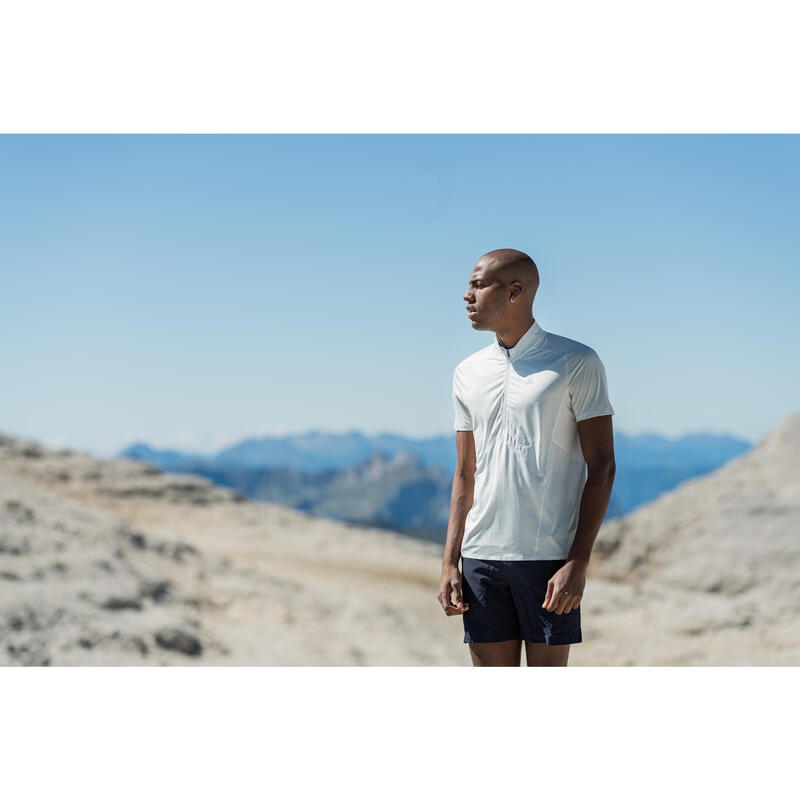 Men's Fast Hiking Short-sleeved T-Shirt FH500 - Lunar Grey