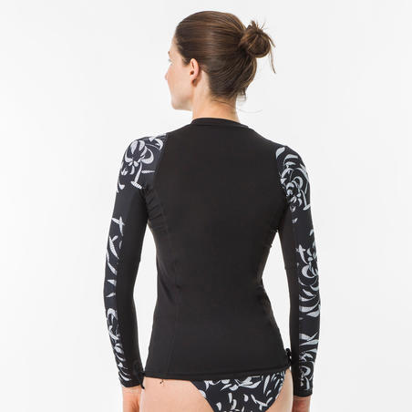 Жіноча футболка 500 AKARU для серфінгу, з УФ-захистом, з довгими рукавами