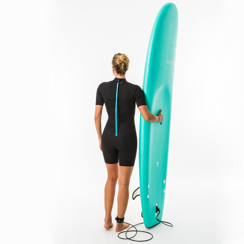 Fato de Surf Shorty 100 Neoprene 1,5 mm Mulher Preto