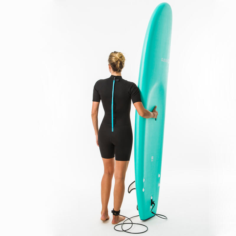 Shorty wetsuit voor surfen dames 100 neopreen 1,5 mm zwart