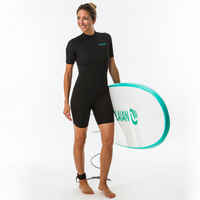 Women's Surfing Shorty Wetsuit 100 Neoprene 1,5 mm Black