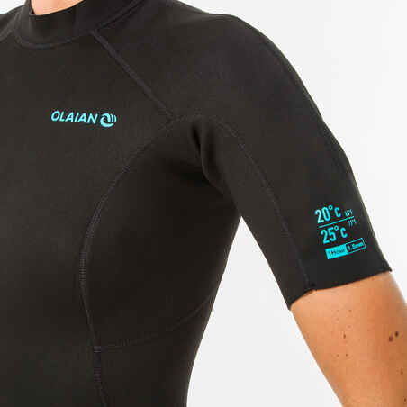 Γυναικεία κοντή στολή surfing 100 από neoprene 1,5 mm - Μαύρη