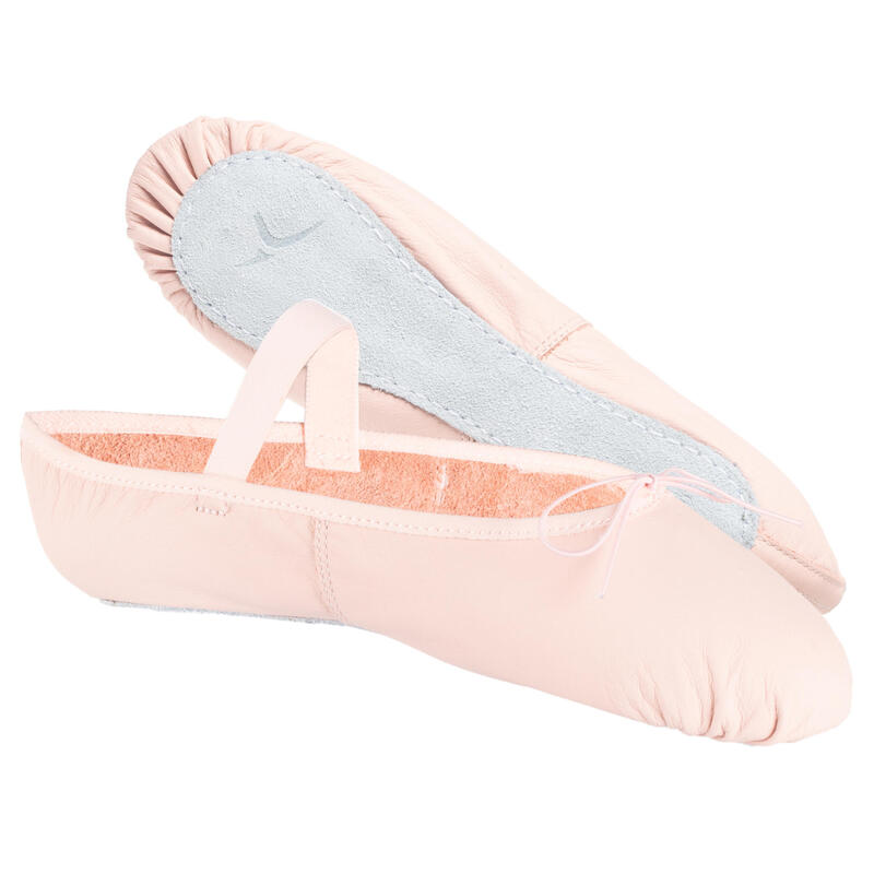 Balletschoenen voor kinderen demi-pointes met hele zool roze