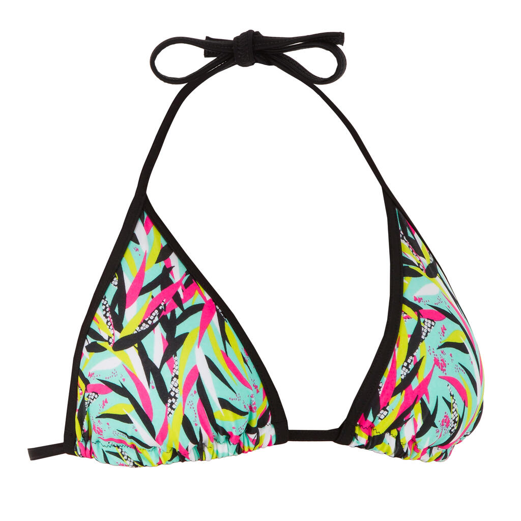 Bikini-Oberteil Damen Triangel mit Formschalen Mae Canggu petrol/schwarz/pink