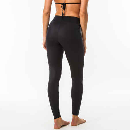 Licra con protección solar de surf para mujer Olaian UV Leg 100 negro