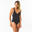 Bañador Mujer surf escote V negro lunares