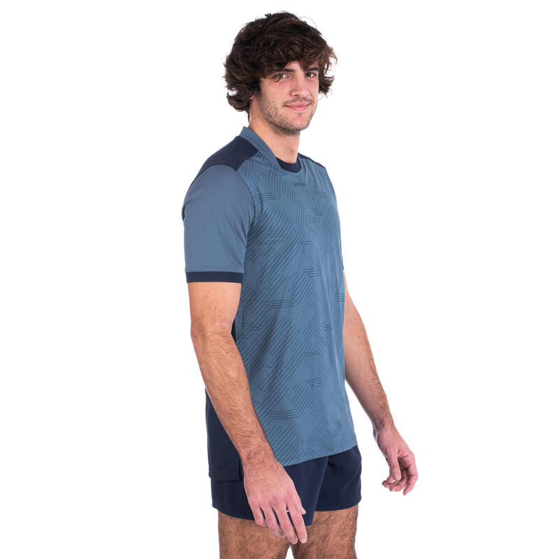 Rugby-Shirt Kurzarm Training Performance R500 blau