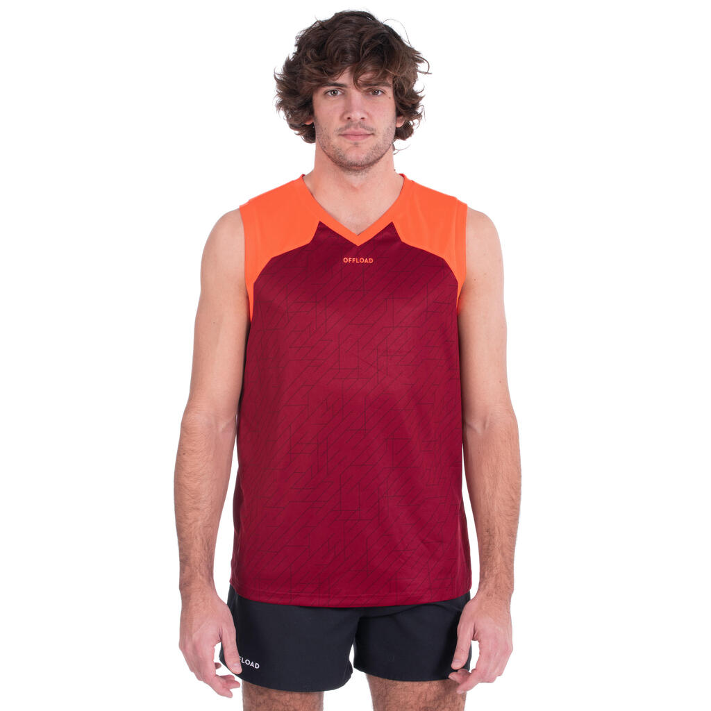 Men's Sleeveless Rugby Singlet Tank Top R500 - Red/Burgundy