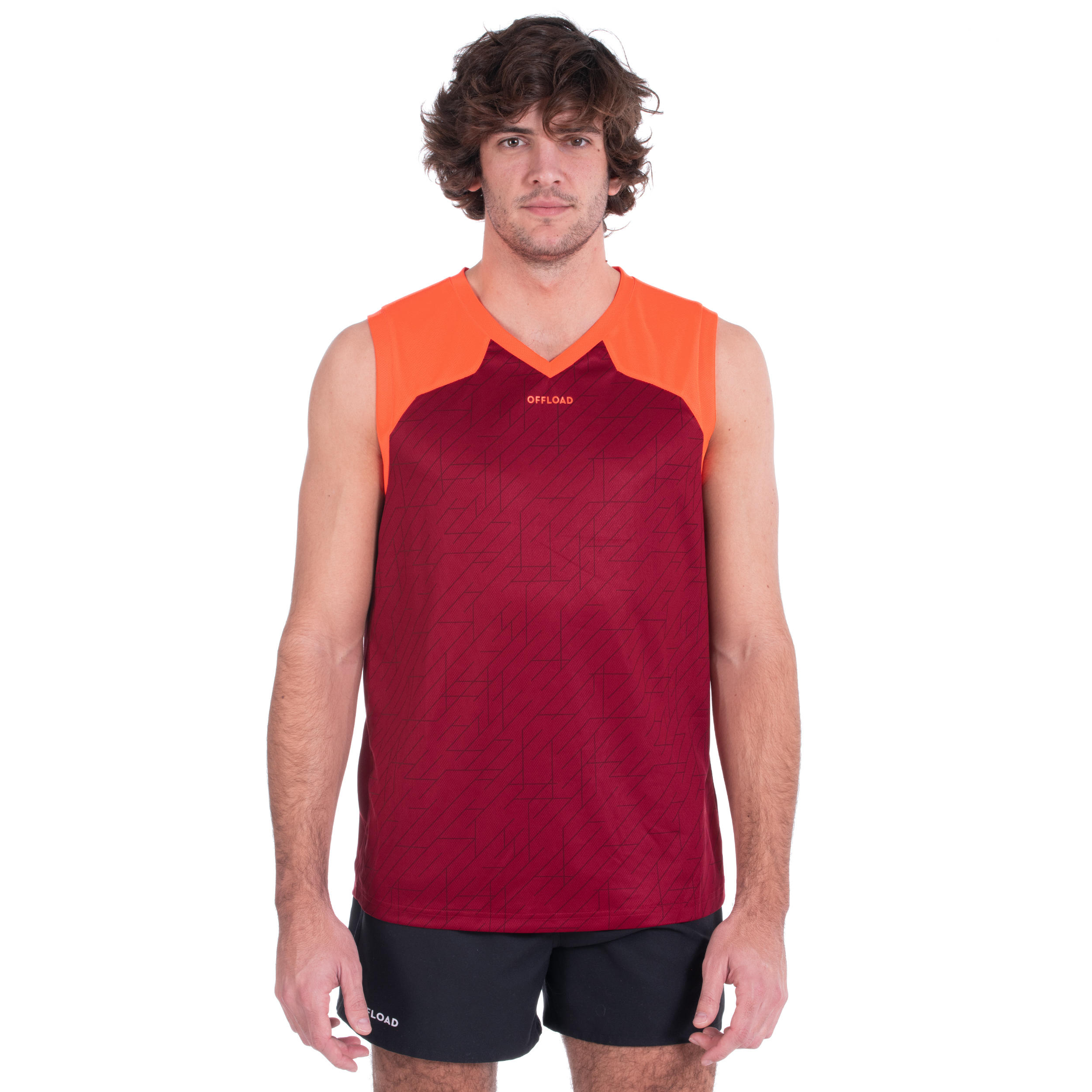 Camiseta Sin Mangas Rugby Singlet Offload R500 Hombre Rojo Burdeos 5/12