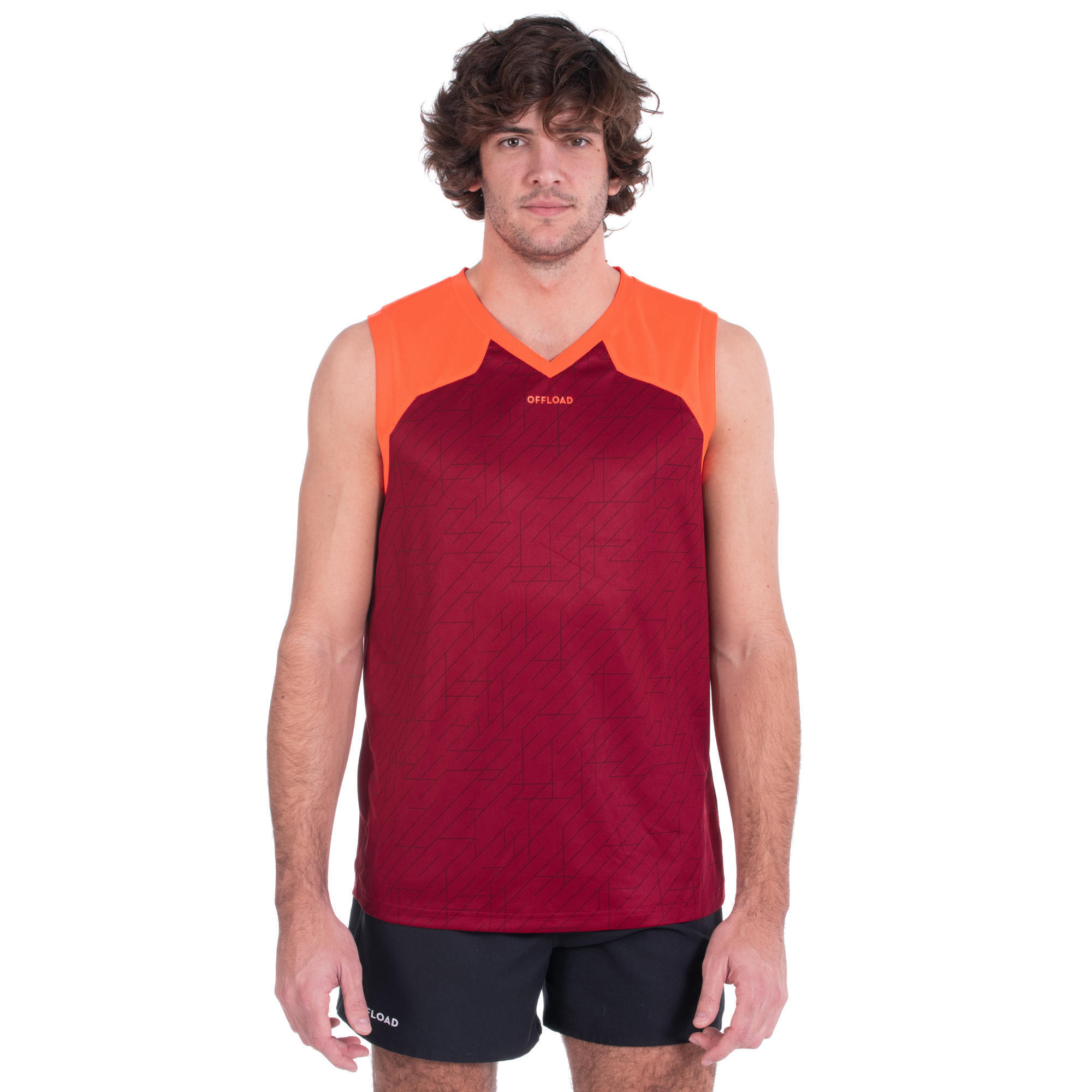 Singlet R500 men's sleeveless rugby tank top burgundy red