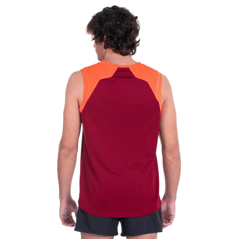 Débardeur de rugby singlet R500 sans manche homme rouge bordeaux