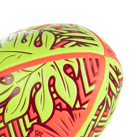 Beach Rugby Ball R100 Size 4 Tropical - Red/Yellow