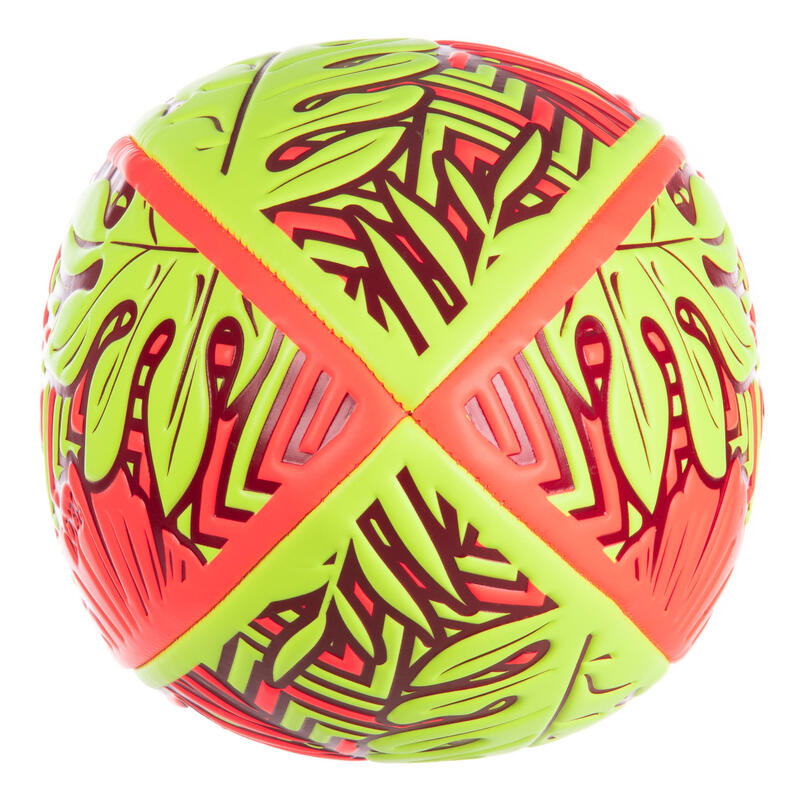 Ballon de beach rugby R100 taille 4 Tropical rouge et jaune