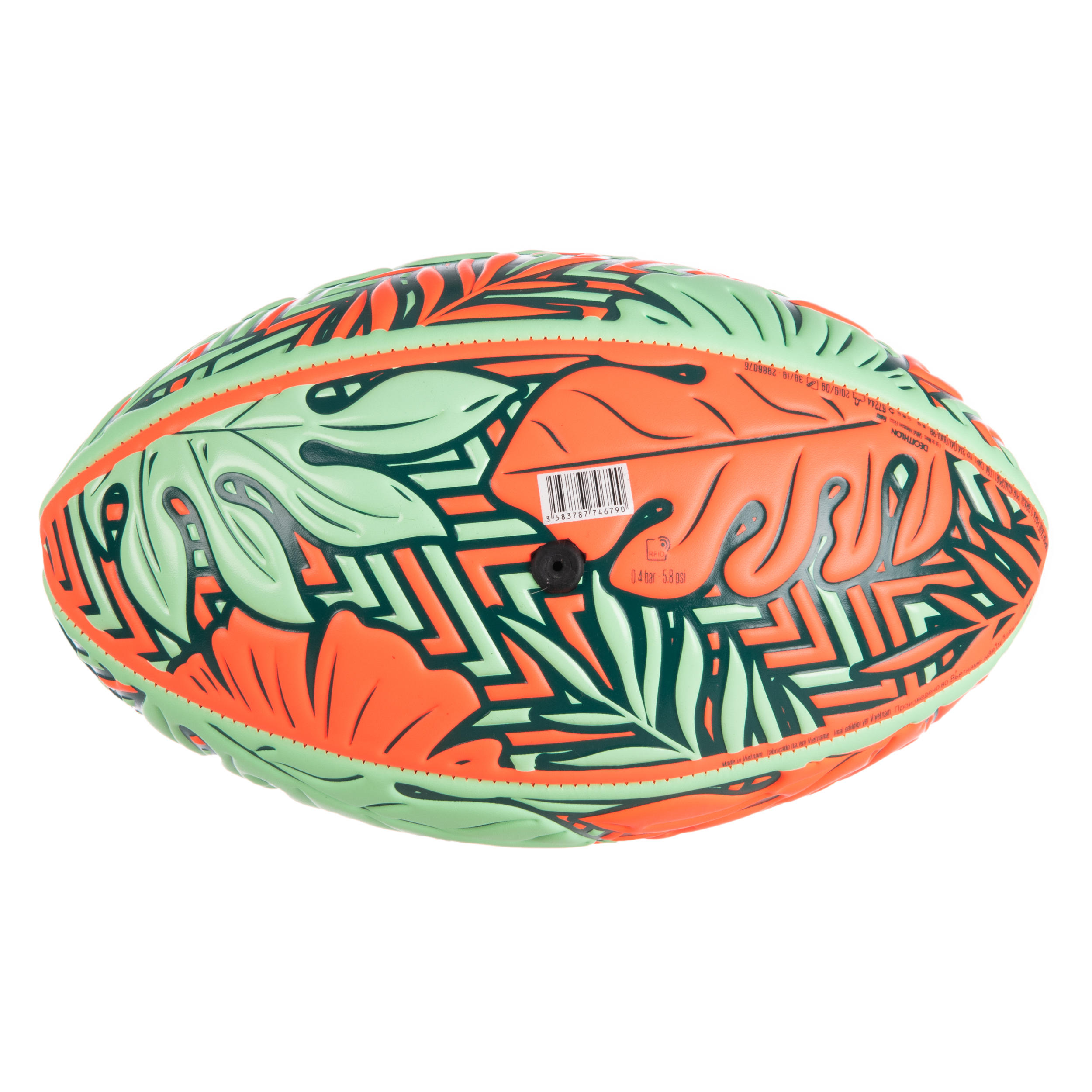 Beach Rugby Ball R100 Midi Tropical Size 1 - Orange/Green 2/6
