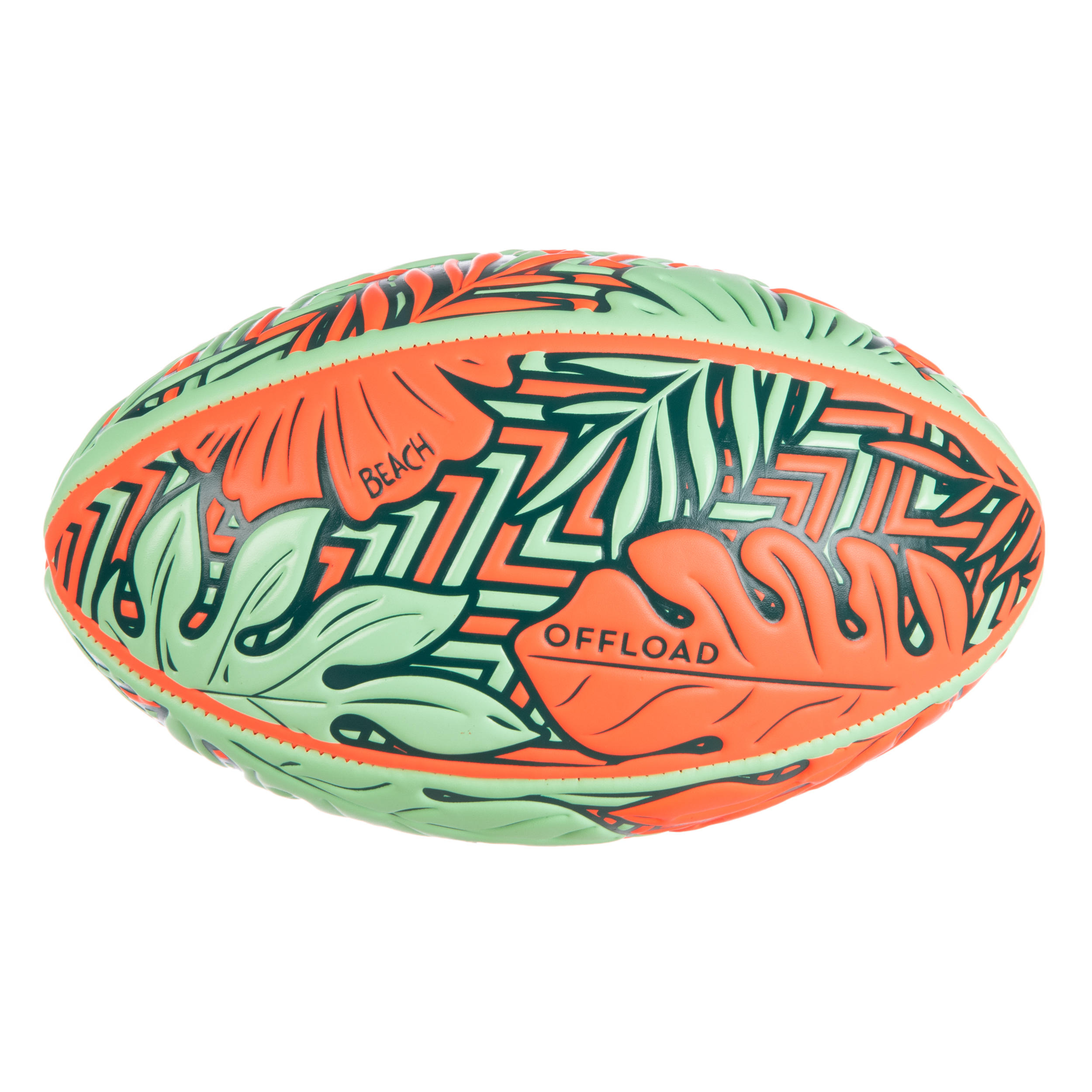 OFFLOAD Beach Rugby Ball R100 Midi Tropical Size 1 - Orange/Green